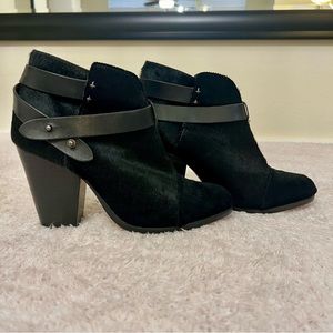 Rag & Bone Harrow Ankle Boots Black Pony Hair Ankle Booties